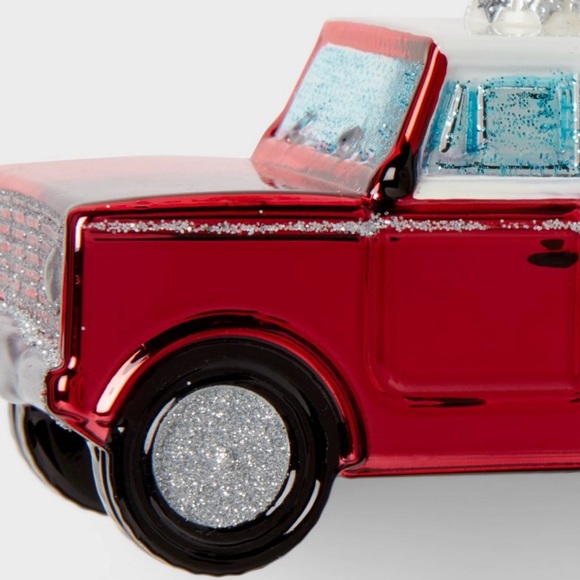 Ford Bronco Red Car Blown Glass Christmas Tree Ornament - Picture 2 of 3
